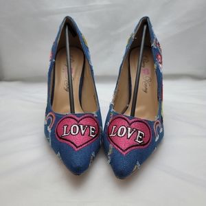 Penny Loves Kenny Mixed Blue Denim Pump